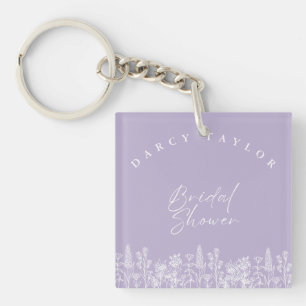 Porte-clés élégant,aquarelle,floral,fête de mariage lavande