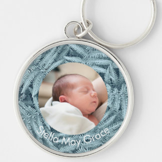 PORTE-CLÉS ÉLÉGANT ARGENT BÉBÉ NOM DE PHOTO FERN PERSONNALISÉ
