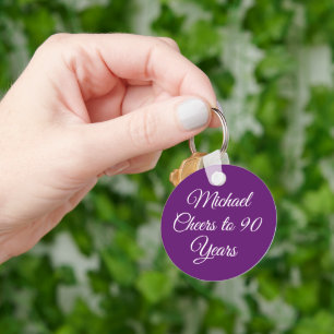 Porte-clés élégant automne violet 90e anniversaire