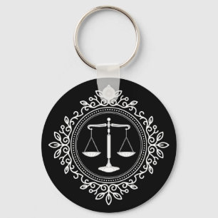 Porte-clés Elegant Black White Scales of Justice