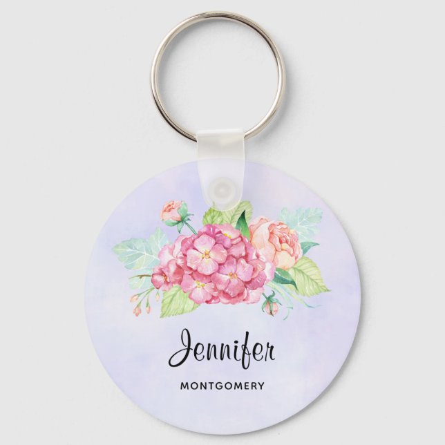 Porte-clés Elégant Bouquet de fleurs rose (Recto)