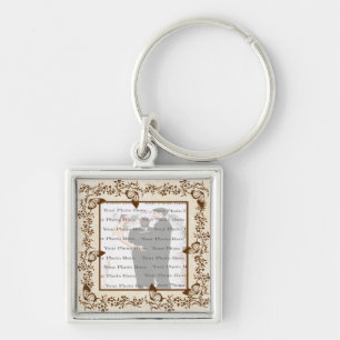 Porte-clés Élégant Carré papillon Porte - clé en argent