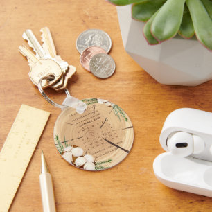 Porte-clés Elégant & Chic Rustic Mariage Wooden enregistrer l