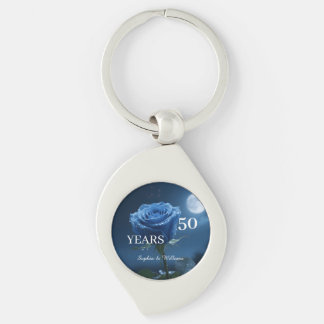 Porte-clés Élégant conservation florale - Romantique bleu Ros