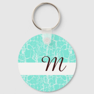 Porte-clés Élégant Cracket À La Menthe Aqua Avec Monogramme I