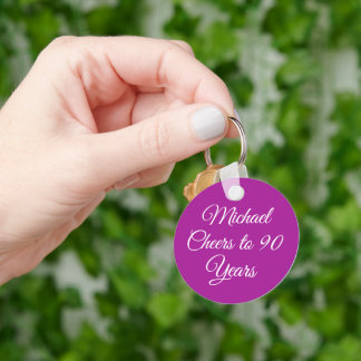 Porte-clés Elegant Dark Pink 90th Birthday Keychain