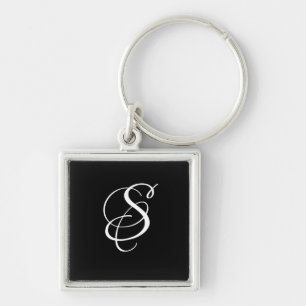 Porte-clés Élégant do-it-yourself Script Monogram/Black