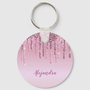 Porte-clés Élégant élégant rose rose rose parties scintillant