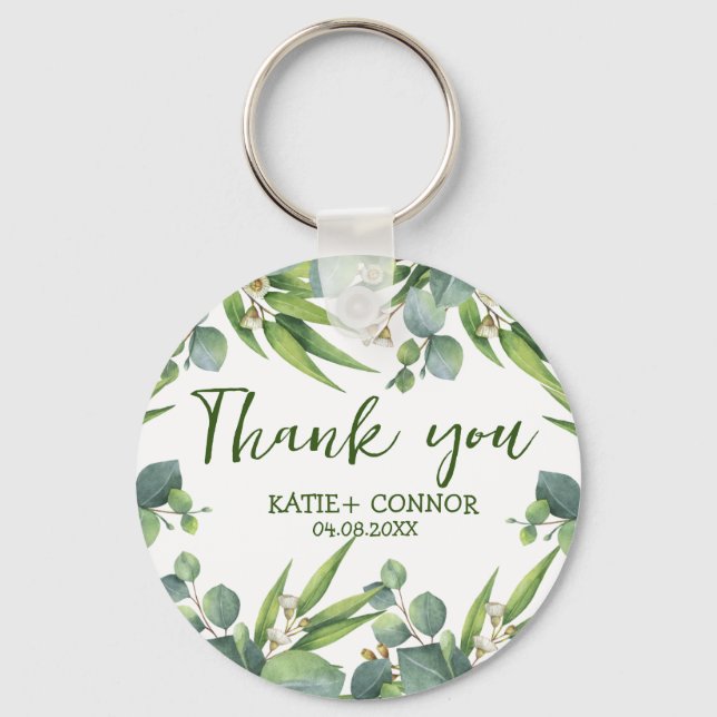 Porte-clés Elégant Eucalyptus verdure Favoriser le Merci (Recto)