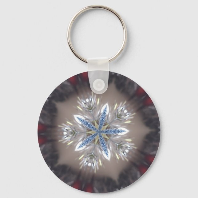 Porte-clés Élégant Festif Star de Noël Bleu brillant Blanc (Recto)
