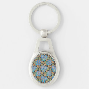 Porte-clés Élégant Fleur Bleu Périwinkle Floral Classic