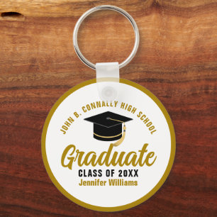 Porte-clés Élégant Gold Graduation Custom 2025 Graduate
