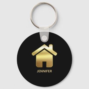 Porte-clés Elegant Gold House Symbole Real Estate Design