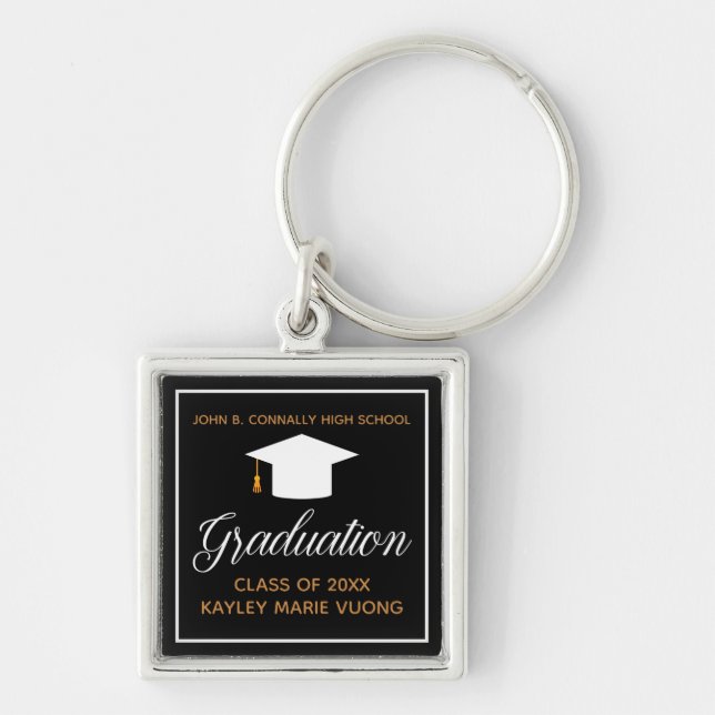 Porte-clés Élégant Graduation Black Gold Custom Keepsaké (Devant)
