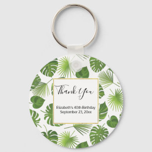 Porte-clés Élégant Green Tropical Feuille Motif Merci