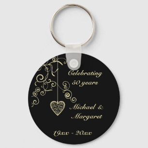 Porte-clés Elegant Heart Golden Wedding Anniversary Memento