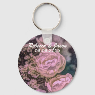 Porte-clés élégant jardin d'été mariage rose poussiéreux