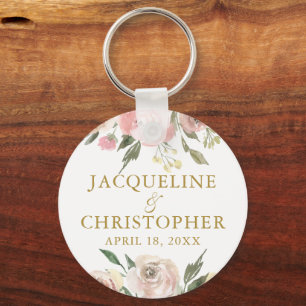 Porte-clés Elégant Jardin Floral Rose Pink Or Rose Bleu Noce
