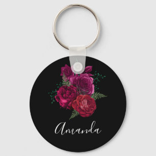 Porte-clés Elegant Magenta Rose Floral Bouquet