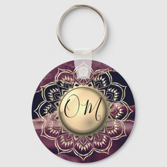 Porte-clés Élégant marbre OM Mandala (Recto)