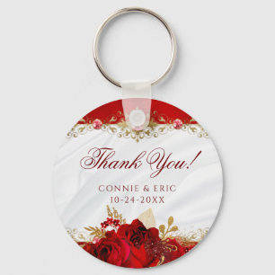 Porte-clés Elégant Mariage Floral Merci Rose Favor