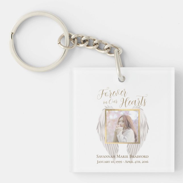 Porte-clés Elégant Mémorial pour toujours dans nos coeurs Pho (Devant)