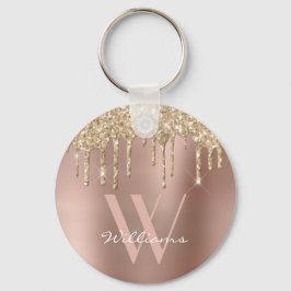 Porte-clés Élégant Monogram Rose Gold Parties scintillant Dri