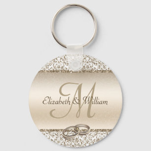 Porte-clés Elégant Monogramme Champagne Mariage Favoriser