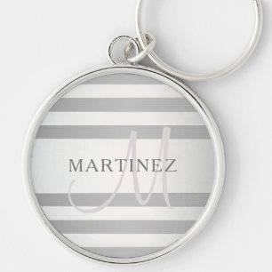 Porte-clés Élégant Monogramme Faux Gris Argent Gris Gris