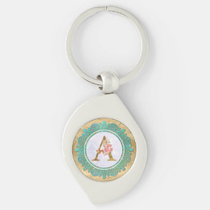 Porte-clés Élégant Monogramme Lettres initiales avec Mandala