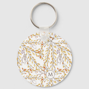 Porte-clés Élégant Motif de feuillage d'automne personnalisé