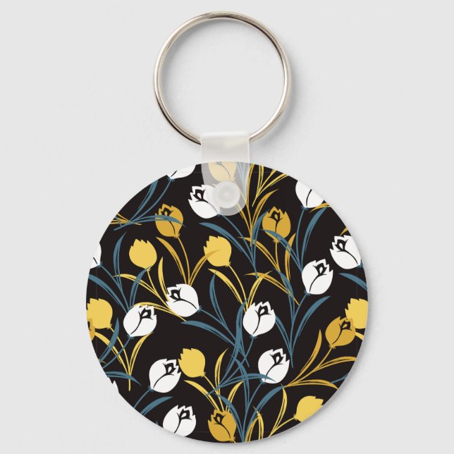 Porte-clés Élégant motif floral de Tulipe (Recto)