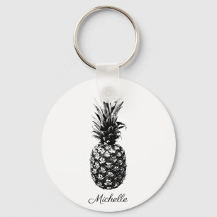 Porte-clés Élégant noir et blanc Aiguille tropicale Personnal