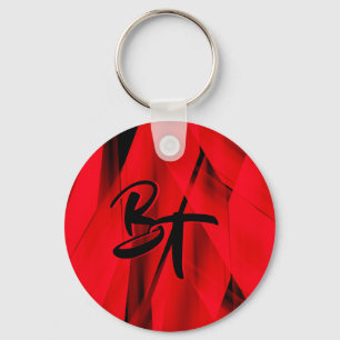 Porte-clés Élégant noir rouge foncé Abstrait monogramme