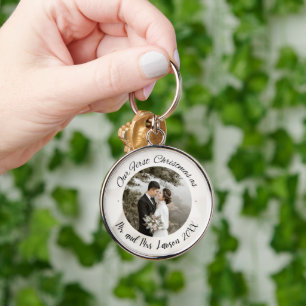 Porte-clés Elégant Notre première photo mariage de Noël