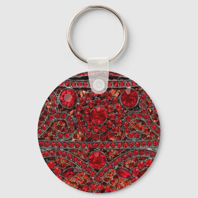 Porte-clés élégant or raffiné ruby rouge bordeaux (Recto)