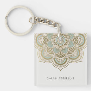 Porte-clés Elégant Ornate Gold Foil Turquoise Turquoise Mand