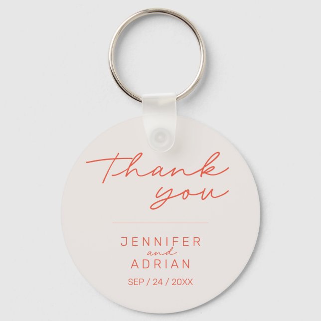 Porte-clés Elégant Pastel minimal blanc et rouge Mariage (Recto)