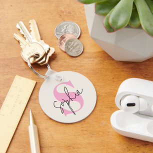 Porte-clés Élégant Pastel Personnalisé Monogram Porte - clé
