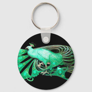PORTE-CLÉS ELEGANT PEACOCK DE GREEN AND BLACK