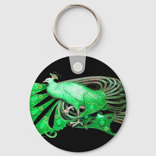 PORTE-CLÉS ELEGANT PEACOCK DE GREEN AND BLACK (Recto)