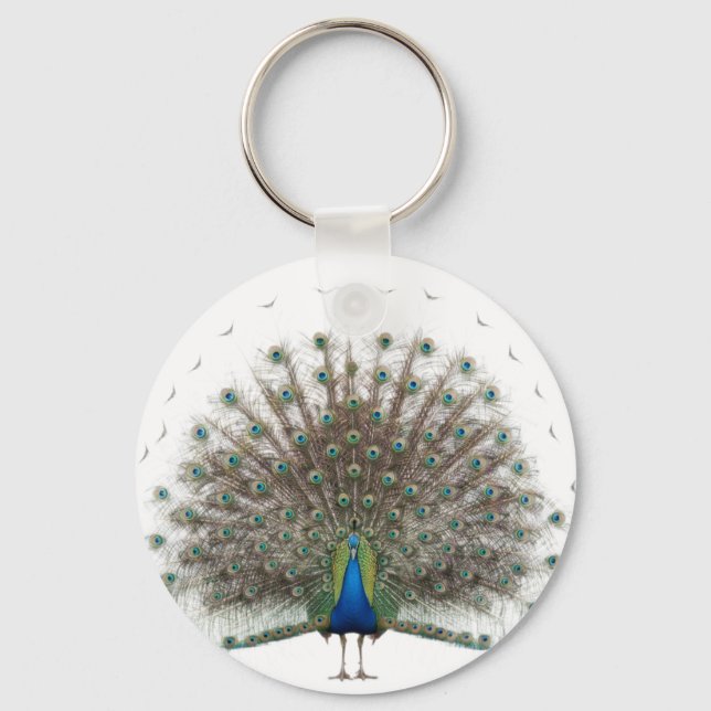 Porte-clés Elégant Peacock Feather Mandala (Verso)