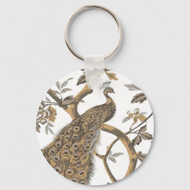 Porte-clés Elégant Peacock Sur Porte - clé Blanc (Recto)