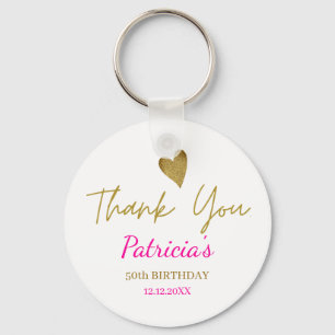 Porte-clés Elégant Pink Gold 50e anniversaire Merci favorise