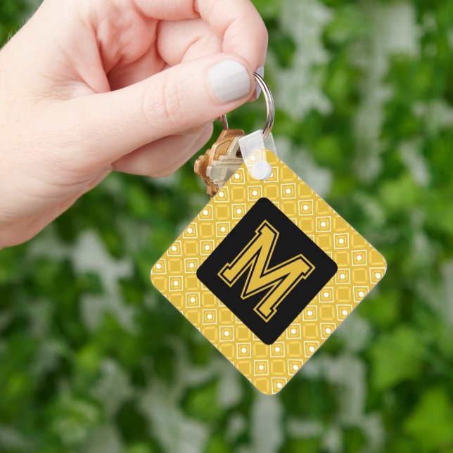 Porte-clés Elégant Porte - clé jaune avec Monogramme (main)