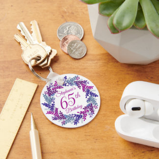 Porte-clés Elegant Purple Wreath 65th Birthday