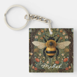Porte-clés Elégant rétro bumblebee boho botanique floral art