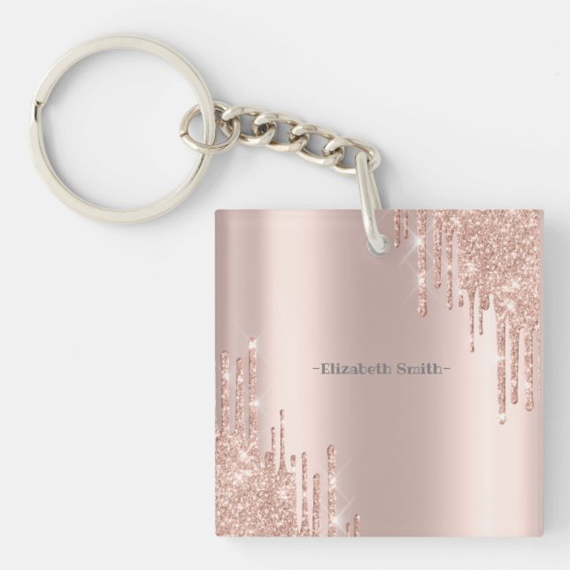 Porte-clés Élégant rose doré (Devant)