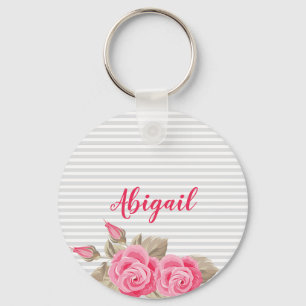 Porte-clés Élégant rose Lovely & Rose Motif rayé
