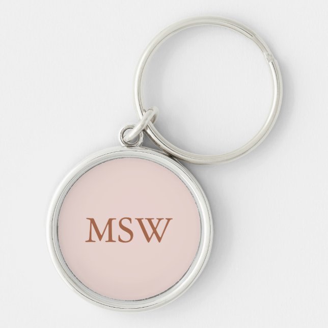 Porte-clés Élégant rose vif monogramme personnalisé initiales (Devant)